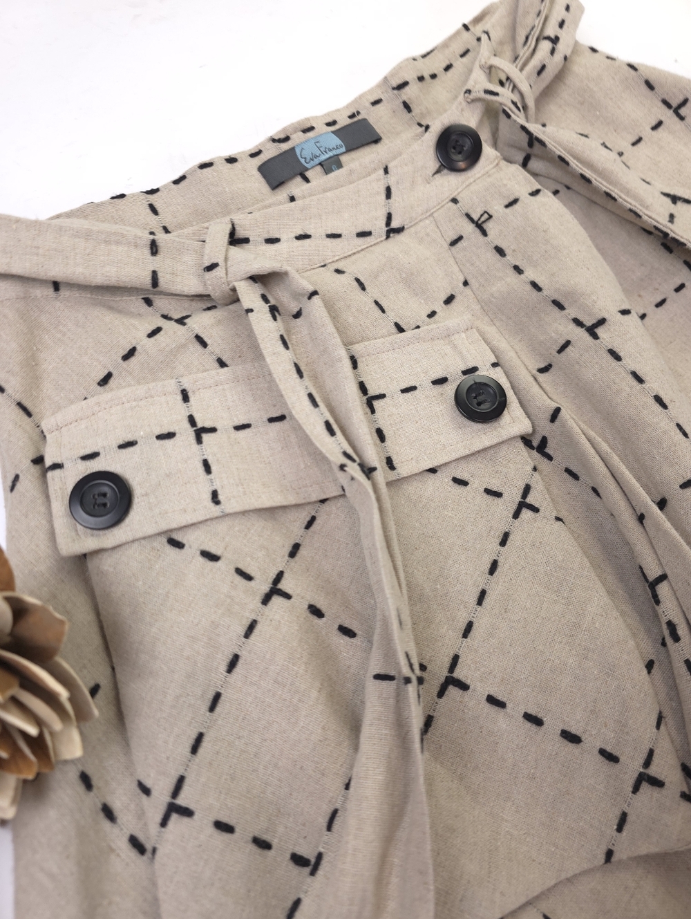 Anthropologie Eva Franco Windowpane Belted Pocket Detailed Wrapped Skirt - Sz 6 - Picture 12 of 16